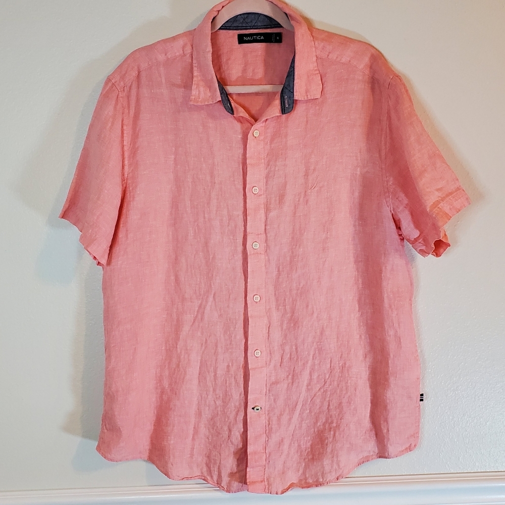 NAUTICA SHORT SLEEVE OXFORD SHIRT SUGAR CORAL